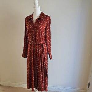 Banana Republic Burgundy Long Sleeve Dress